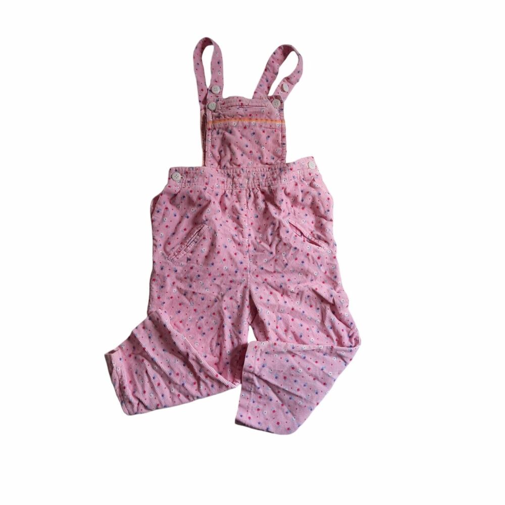 Vintage Popsicle Brand Girls Pink Floral Corduroy Bib Overalls 4T